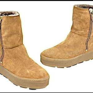 Vic Matié Suede Platform Ankle with Shearling Lining Booties Size 39